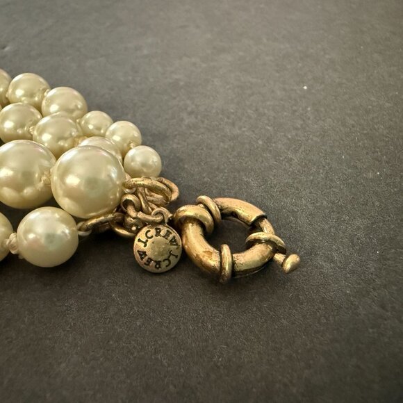 J Crew Twisted Hammock 4 Strand Faux Pearl Bracelet Gold-Tone Clasp - Picture 5 of 10